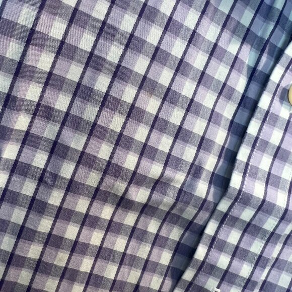 Full Cotton Classic Purple Plaid Button Down // Banana Republic Men's Size L - Picture 4 of 7